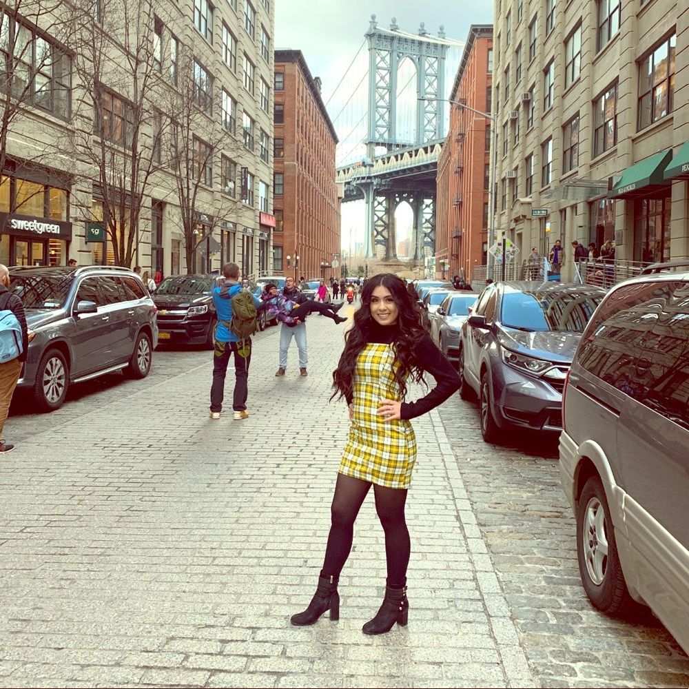 Yellow plaid dress